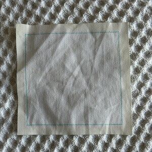 Tiffany & Co. Small White Cotton / Linen Coaster W/Tiffany Blue Border